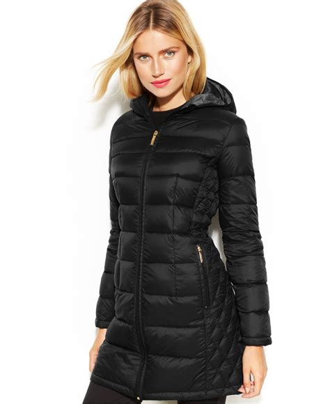 michael kors black boyfriend jacket|Michael Kors long puffer jacket.